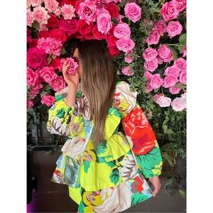 Christopher John Rogers x Target Floral Ruffle Tiered
Mini Dress Yellow Size 4